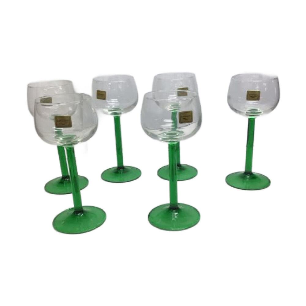 Luminarc Green Crystal Stemware J G Durand , France , Cordial Glass, 1960s